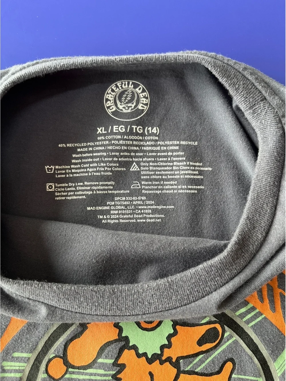 Grateful Dead Graphic Grey T-Shirt youth boy XL or Men’s Small dancing bear
